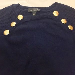 Gorgeous Navy Sweater with Gold Button Detail!